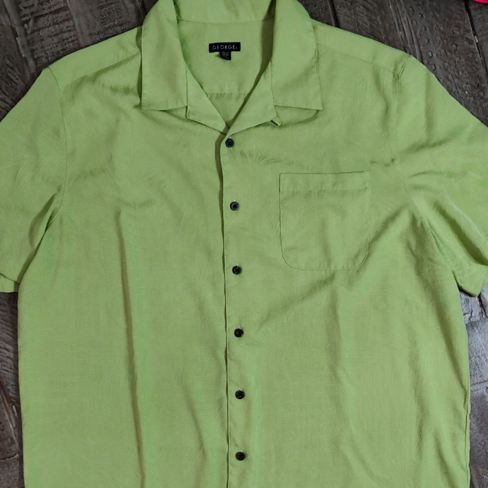 George Men's Lime Button Down Shirt